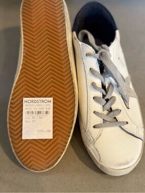 Golden Goose White Leather Sneakers with Gum Sole and Gray Laces
